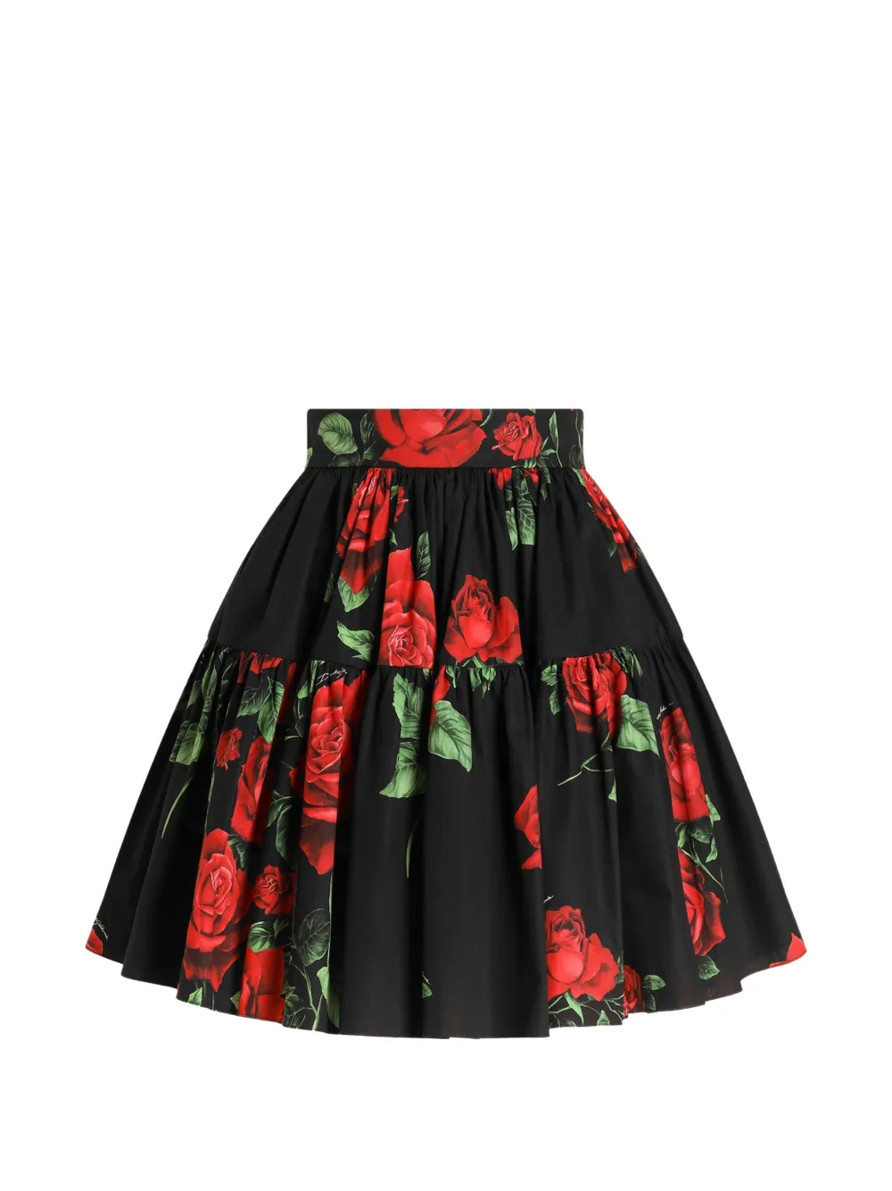 Dolce & Gabbana rose-print poplin skirt - Schwarz