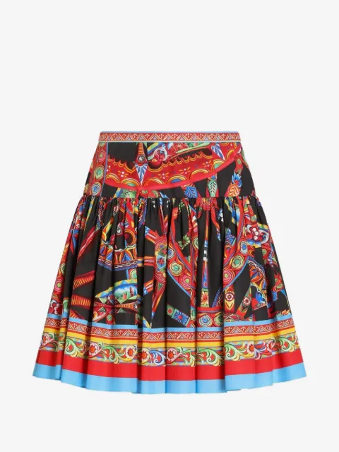 Dolce & Gabbana Minigonna in popeline con stampa Carretto