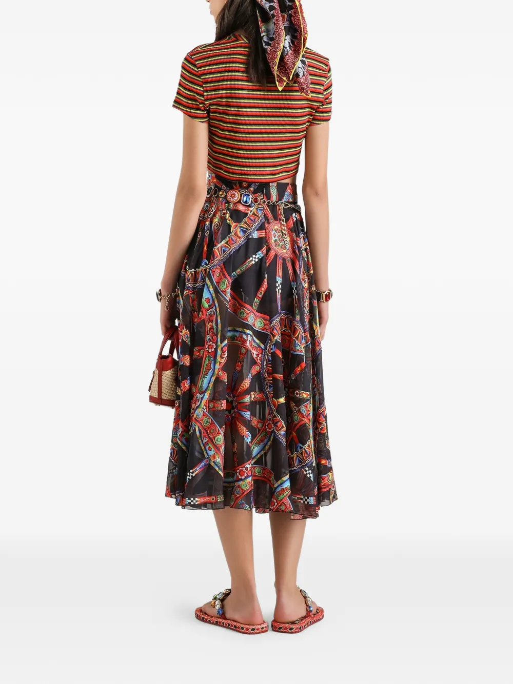 Dolce & Gabbana Devoré twill maxi-rok met Carretto-print Zwart