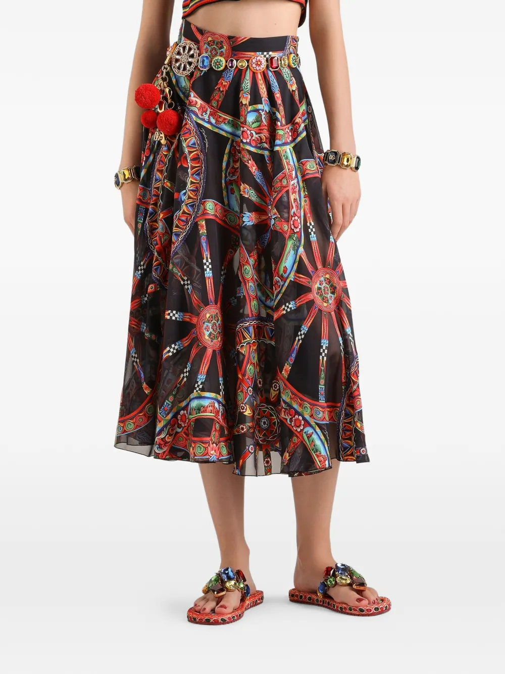 Dolce & Gabbana Devoré twill maxi-rok met Carretto-print Zwart