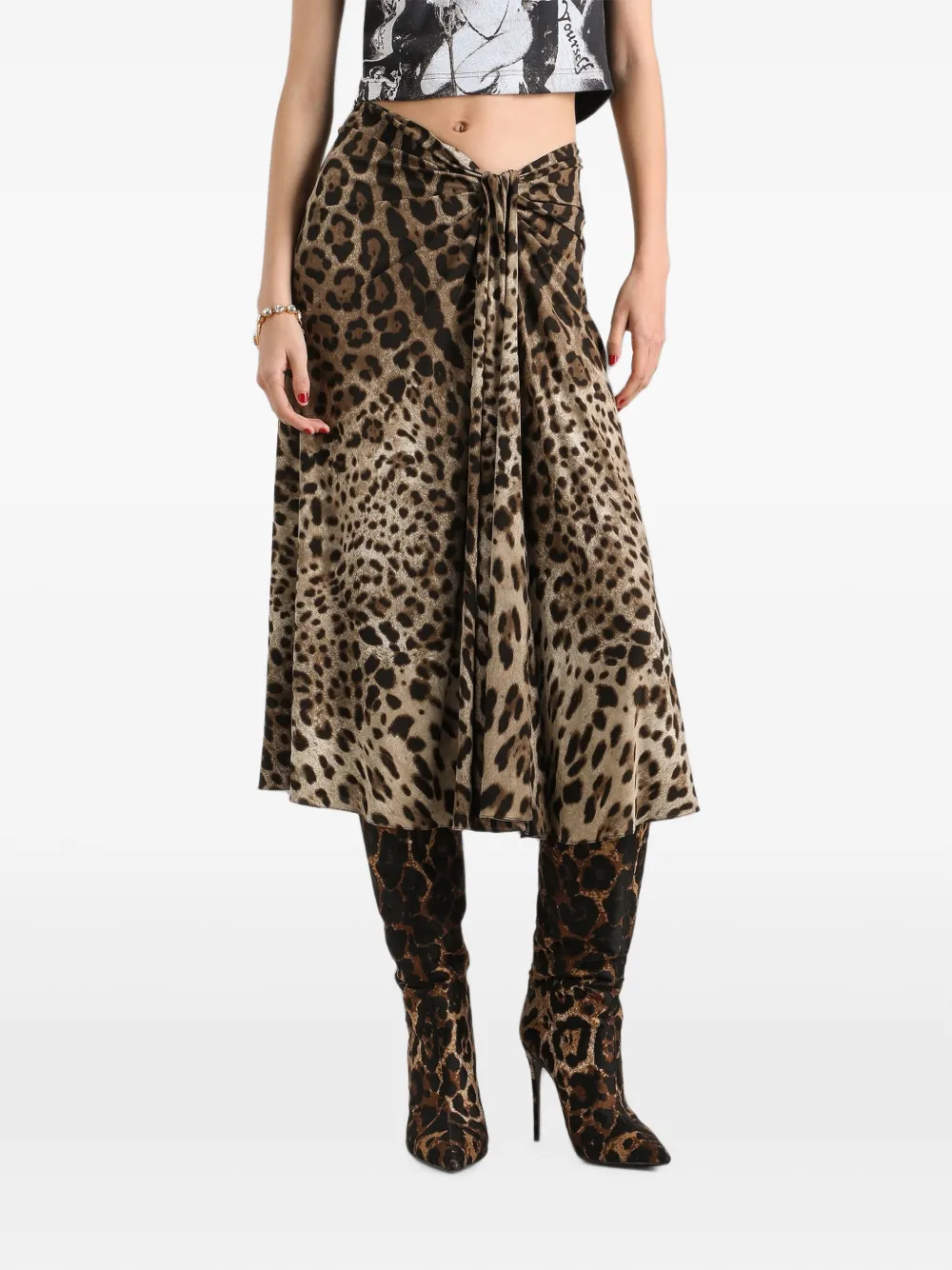 Dolce & Gabbana Viscose jersey rok met luipaard-print Beige