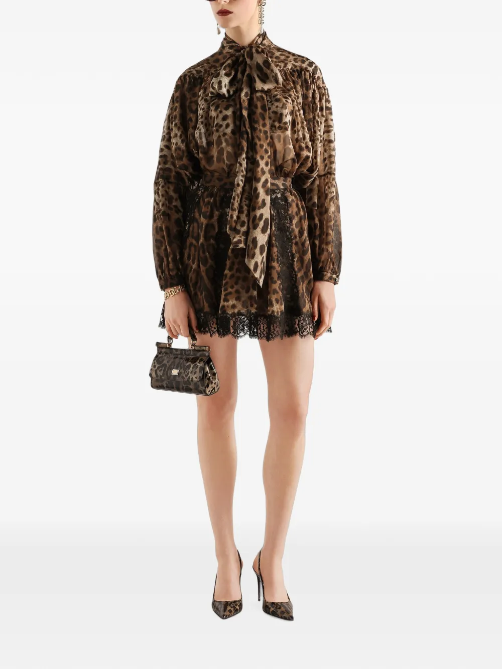 Dolce & Gabbana Chiffon rok met luipaard-print Beige