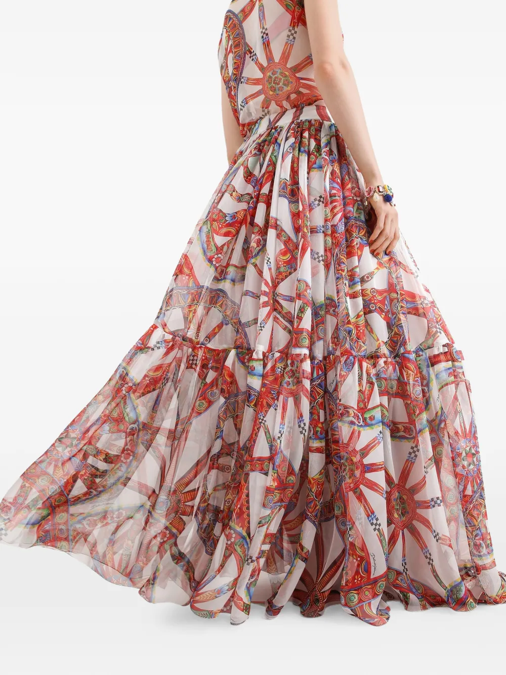 Dolce & Gabbana Chiffon maxi-rok met Carretto-print Wit