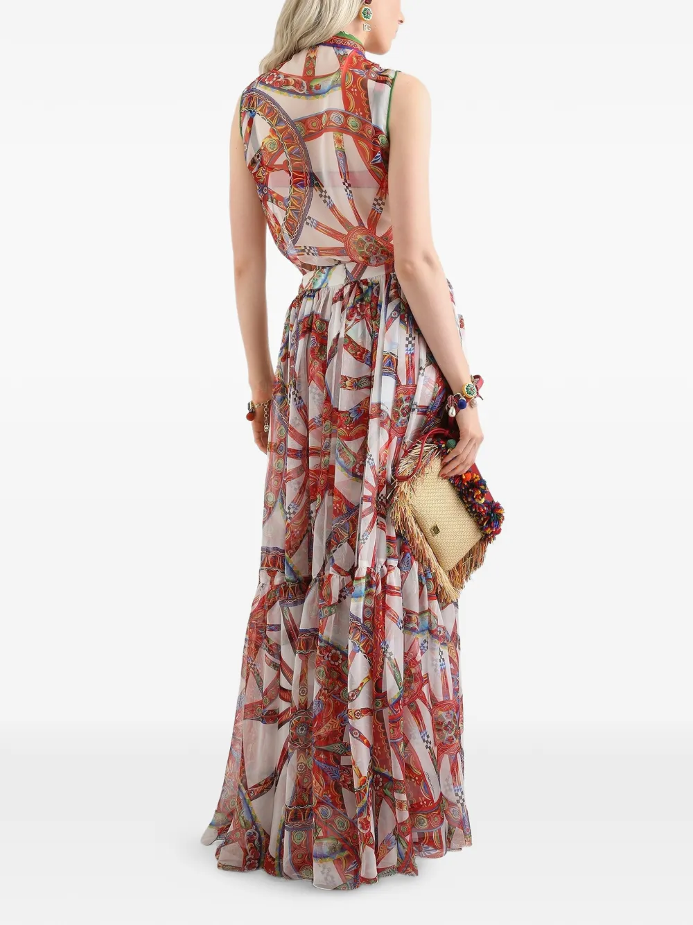 Dolce & Gabbana Chiffon maxi-rok met Carretto-print Wit