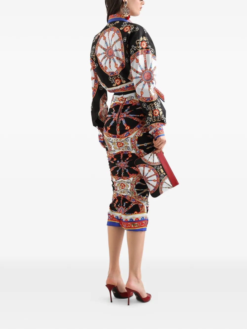 Dolce & Gabbana Midi-rok met Carretto-print Zwart