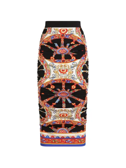 Dolce & Gabbana Carretto-print Charmeuse midi skirt