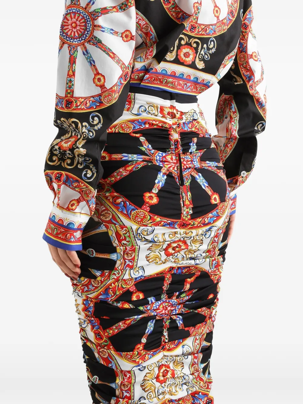 Dolce & Gabbana Midi-rok met Carretto-print Zwart