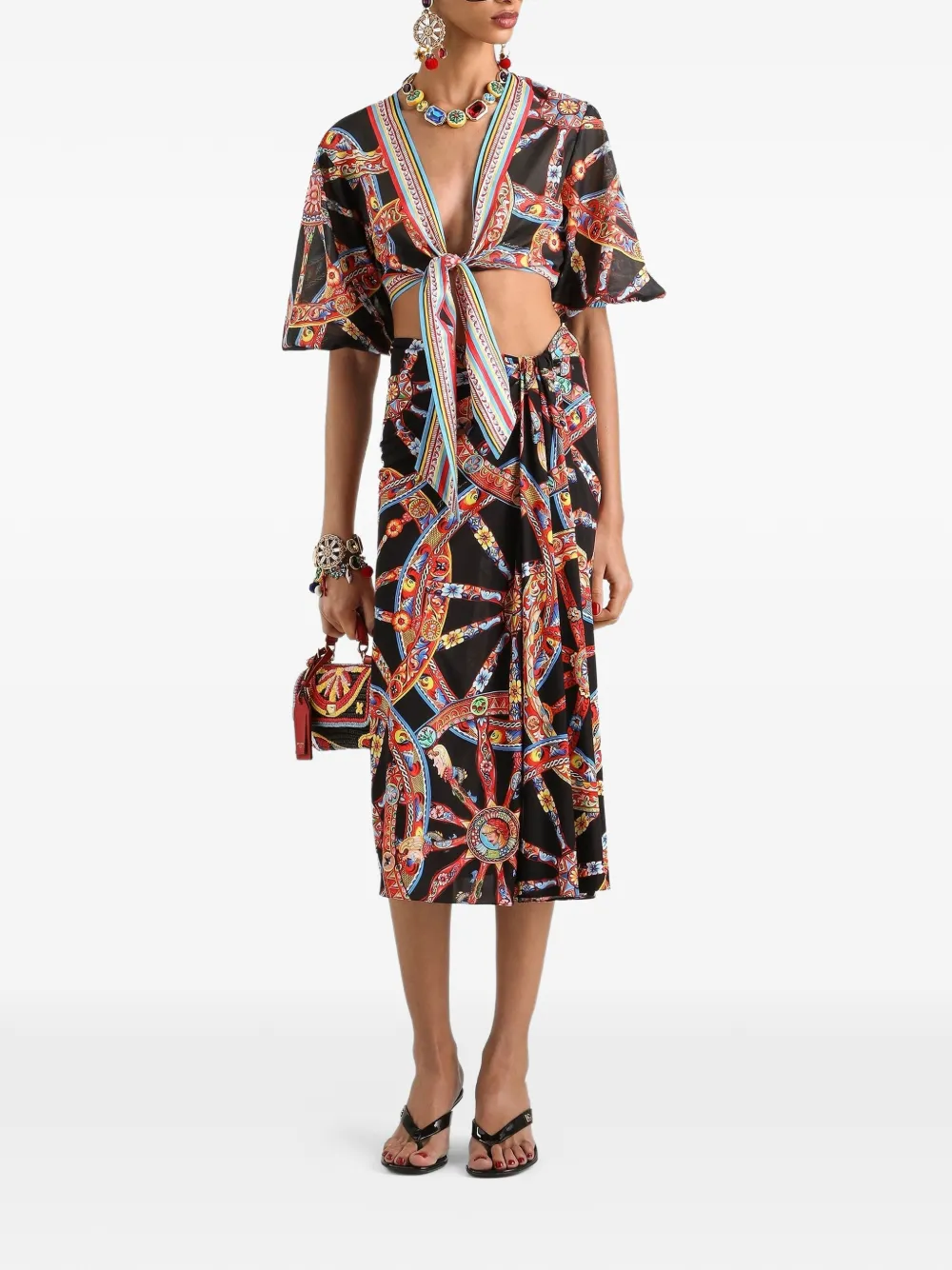 Dolce & Gabbana Viscose jersey rok met Carretto-print Zwart