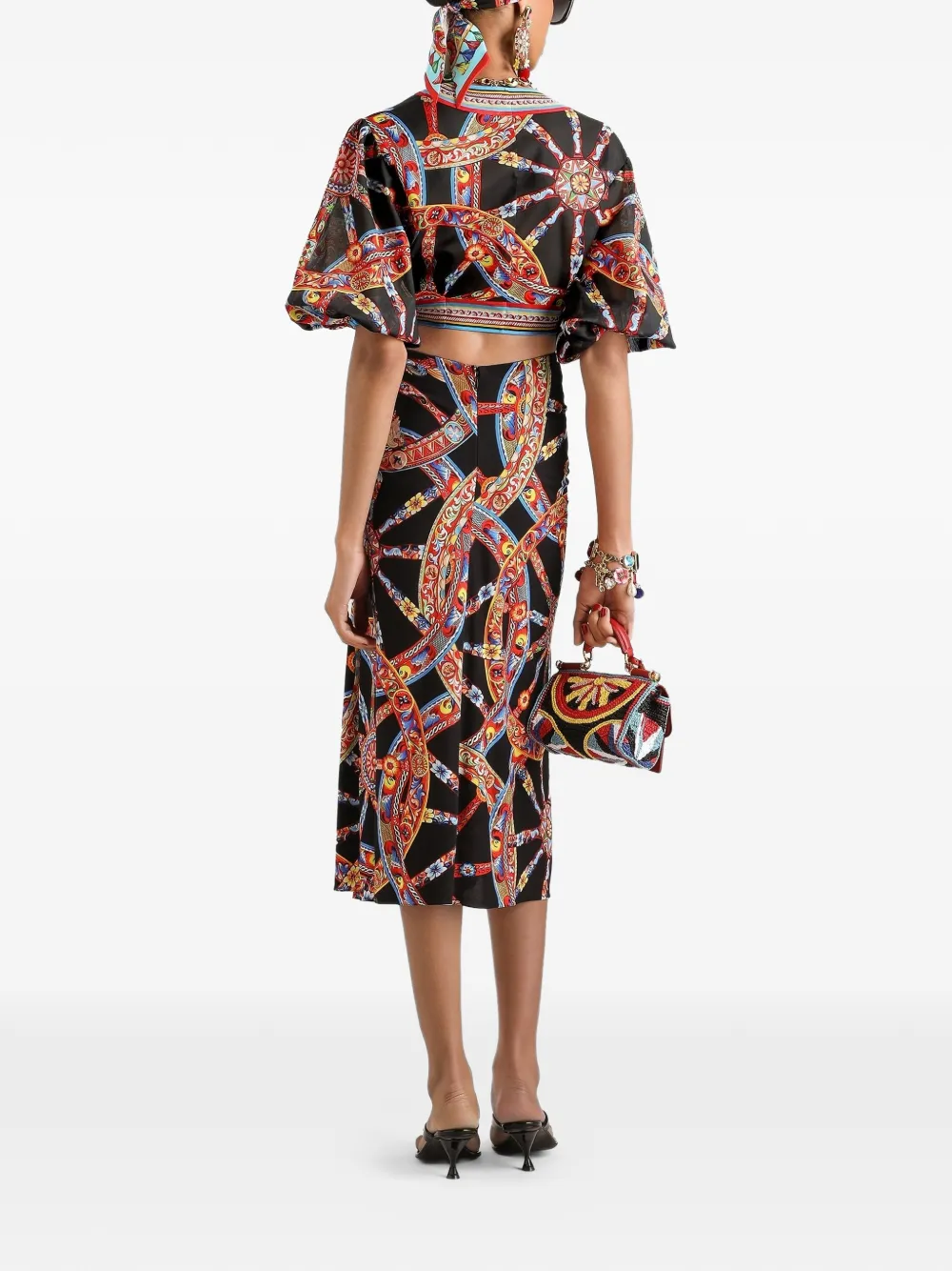 Dolce & Gabbana Viscose jersey rok met Carretto-print Zwart
