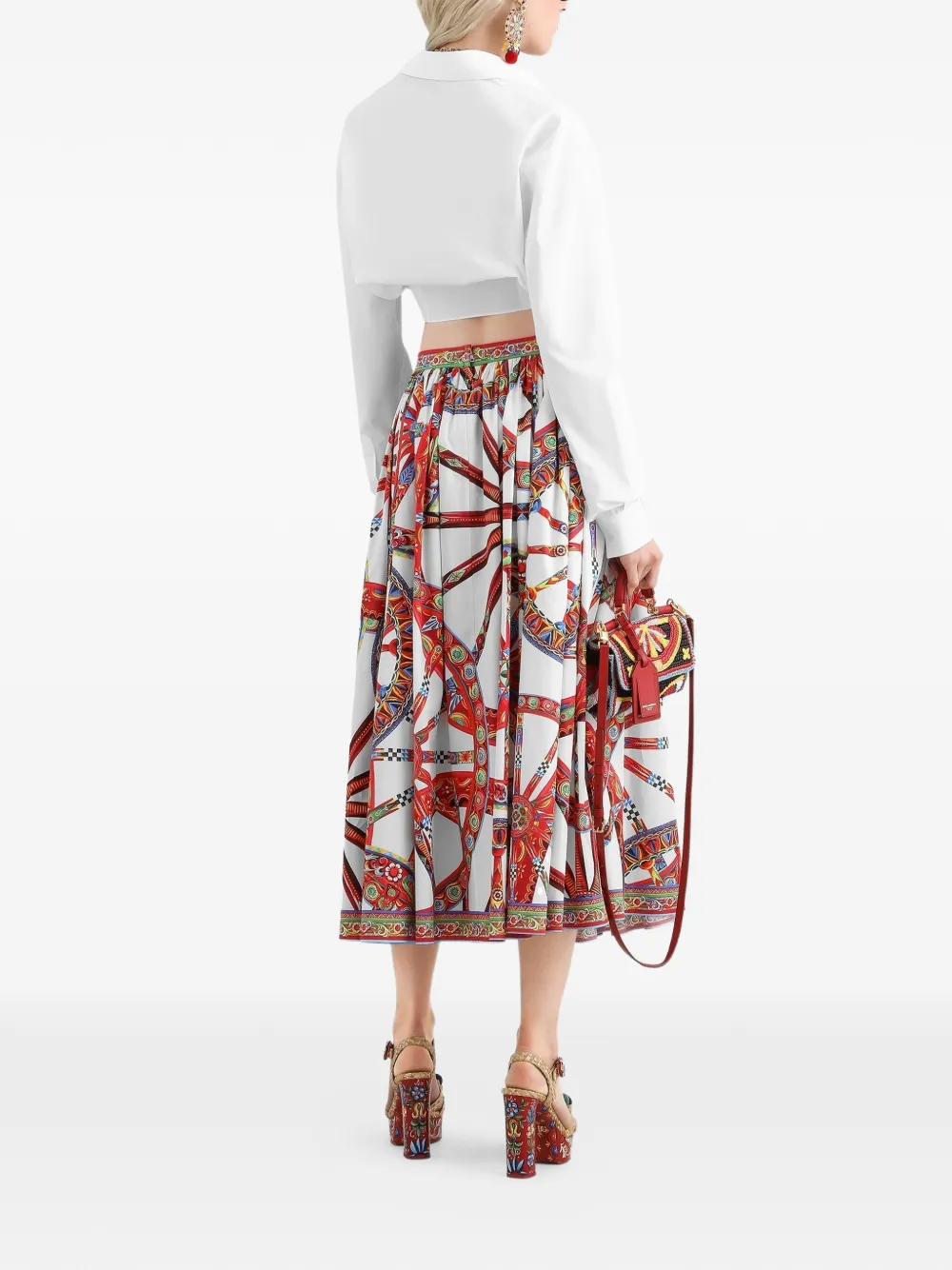 Dolce & Gabbana Popeline maxi-rok met Carrettoprint Wit