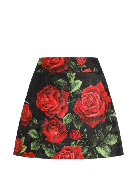 Dolce & Gabbana jupe en brocart à motif roses