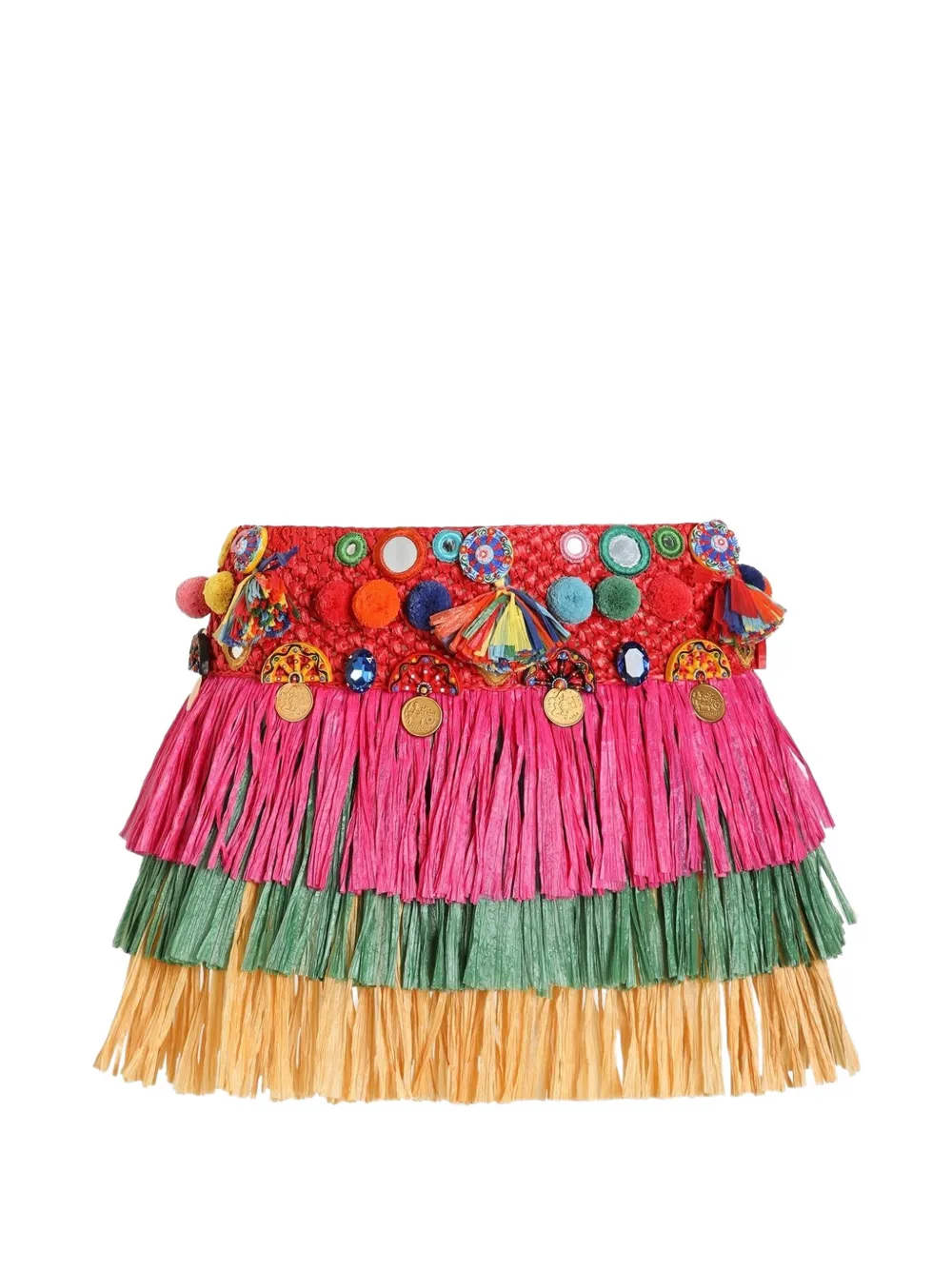 Dolce & Gabbana Raffia Mini-Rock mit Applikationen - Rosa
