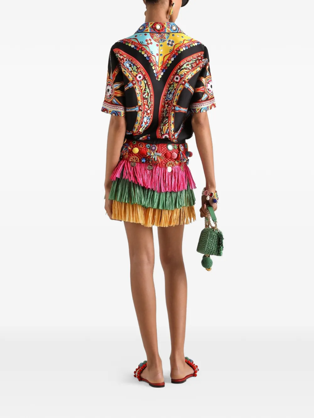 Dolce & Gabbana Raffia mini-rok met applicaties Roze