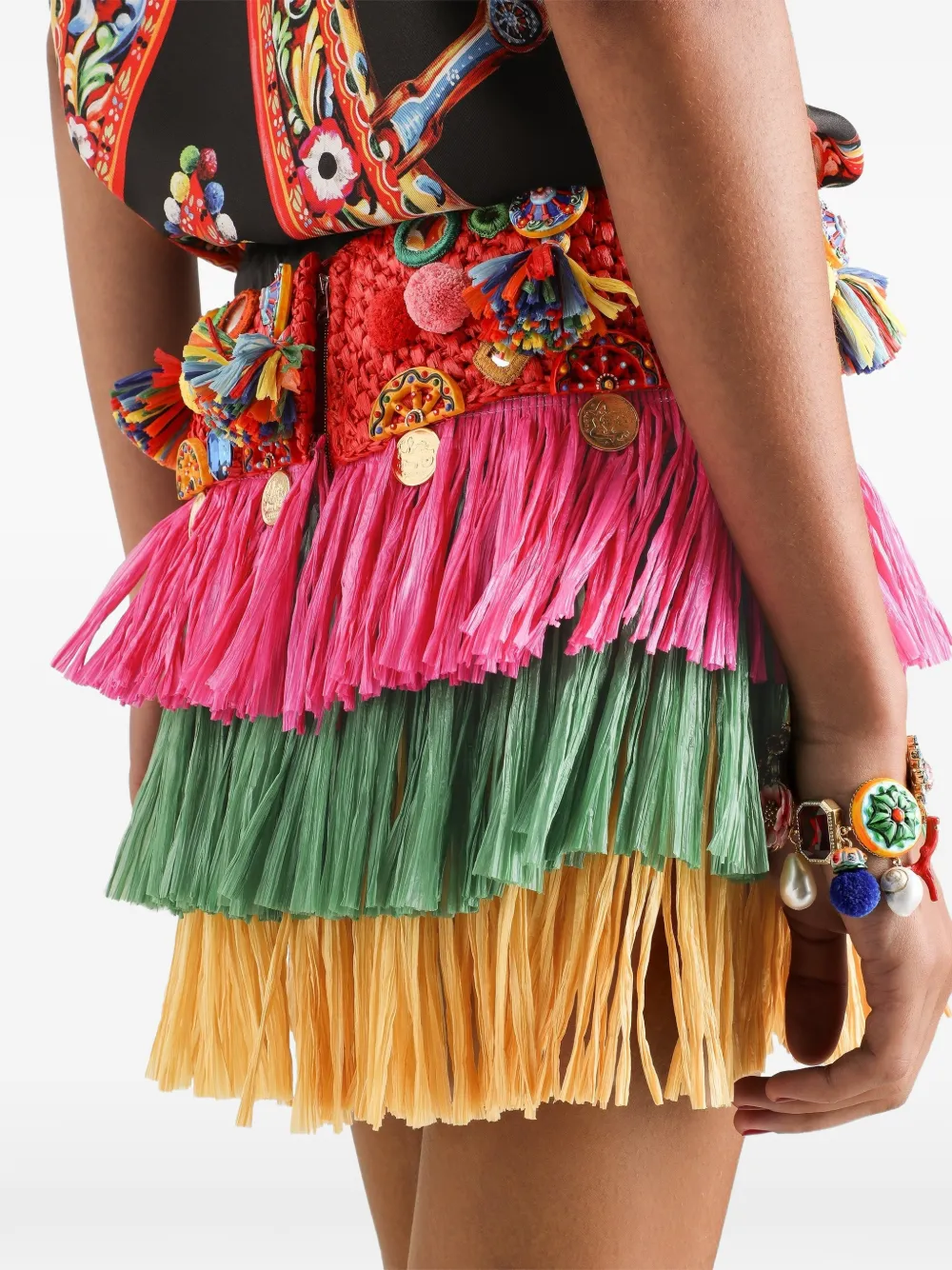 Dolce & Gabbana Raffia mini-rok met applicaties Roze