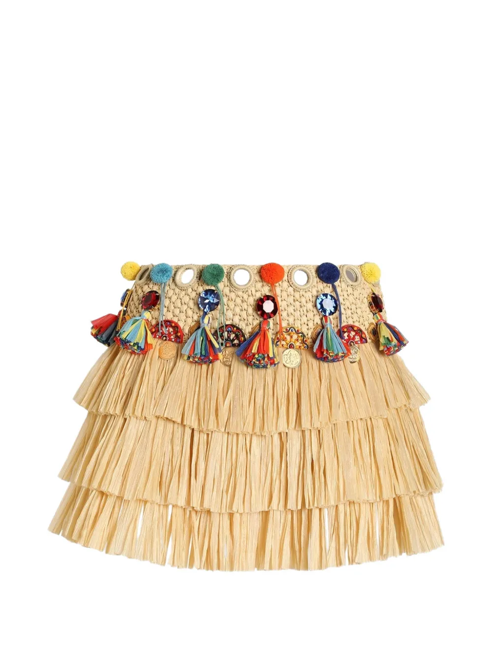 Dolce & Gabbana Raffia Mini-Rock mit Applikationen - Nude