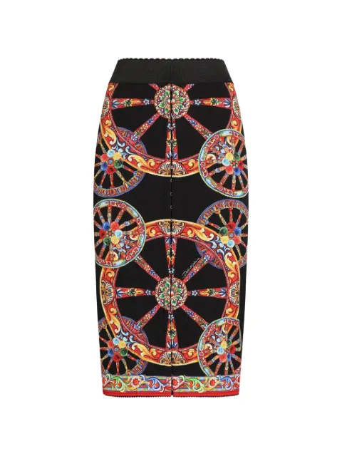 Dolce & Gabbana Carretto-print charmeuse long skirt