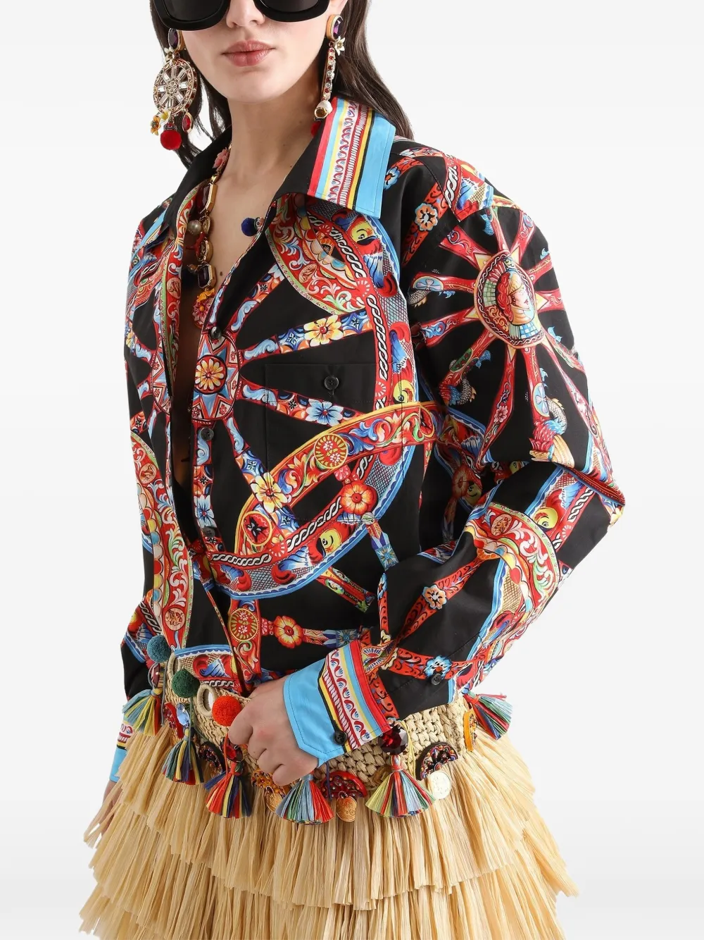 Dolce & Gabbana Popeline blouse met print Zwart