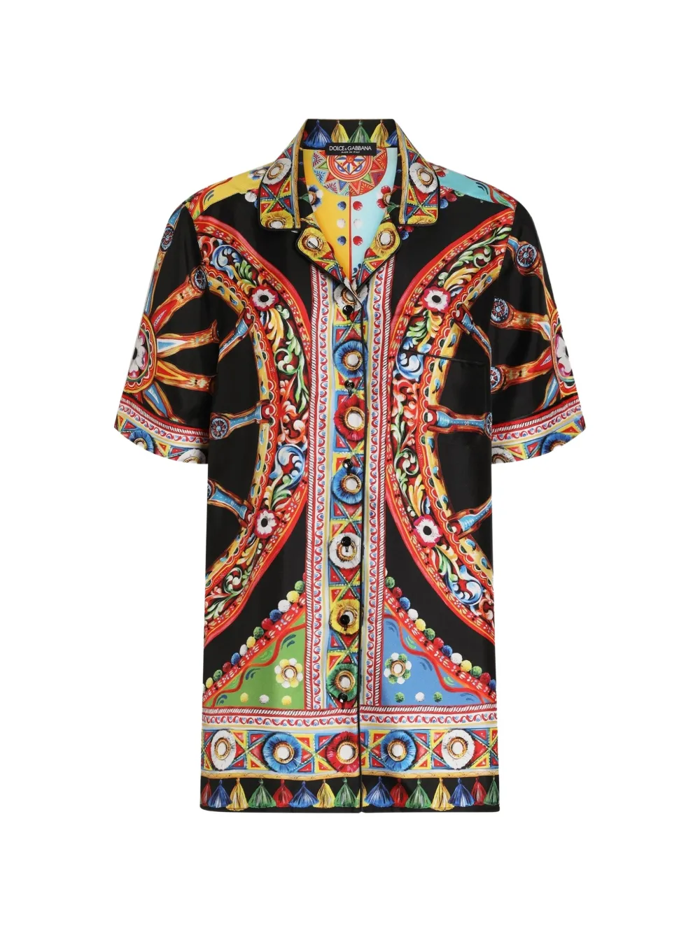 Dolce & Gabbana Carretto-print silk twill vanity shirt - Black