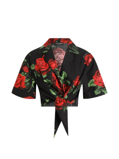 Dolce & Gabbana rose-print poplin shirt