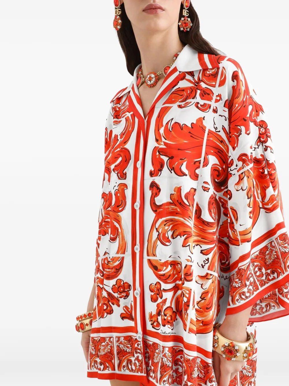 Dolce & Gabbana Blouse met Majolica-print Wit