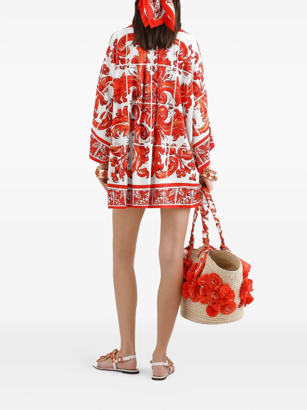 Dolce & Gabbana Blouse met Majolica-print Wit