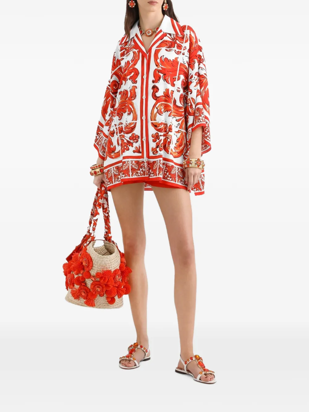 Dolce & Gabbana Blouse met Majolica-print Wit