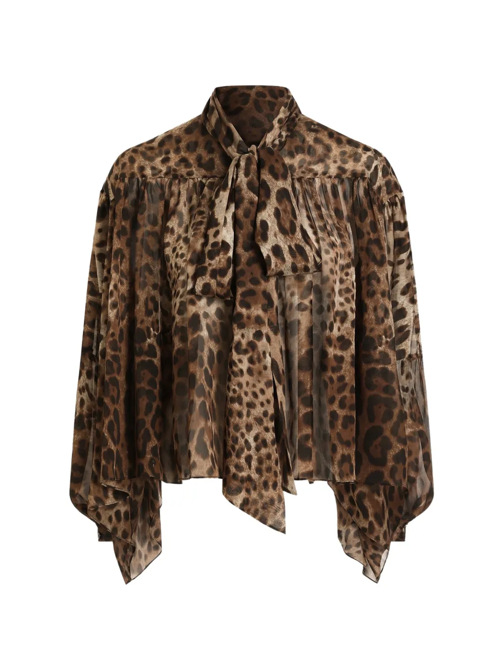 Dolce & Gabbana leo-print silk chiffon shirt - Brown