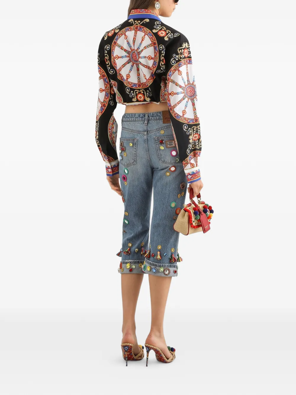 Dolce & Gabbana Popeline blouse met Carretto-print Zwart