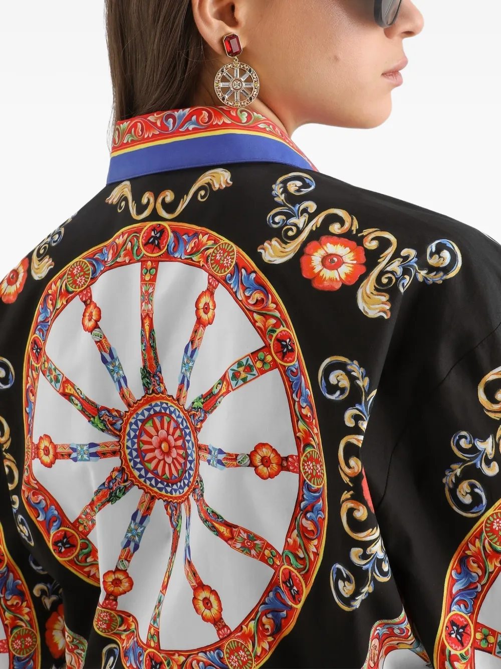 Dolce & Gabbana Popeline blouse met Carretto-print Zwart
