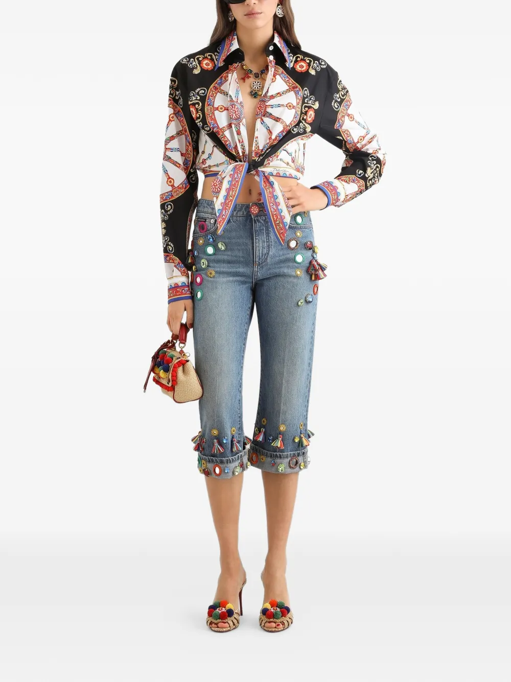 Dolce & Gabbana Popeline blouse met Carretto-print Zwart