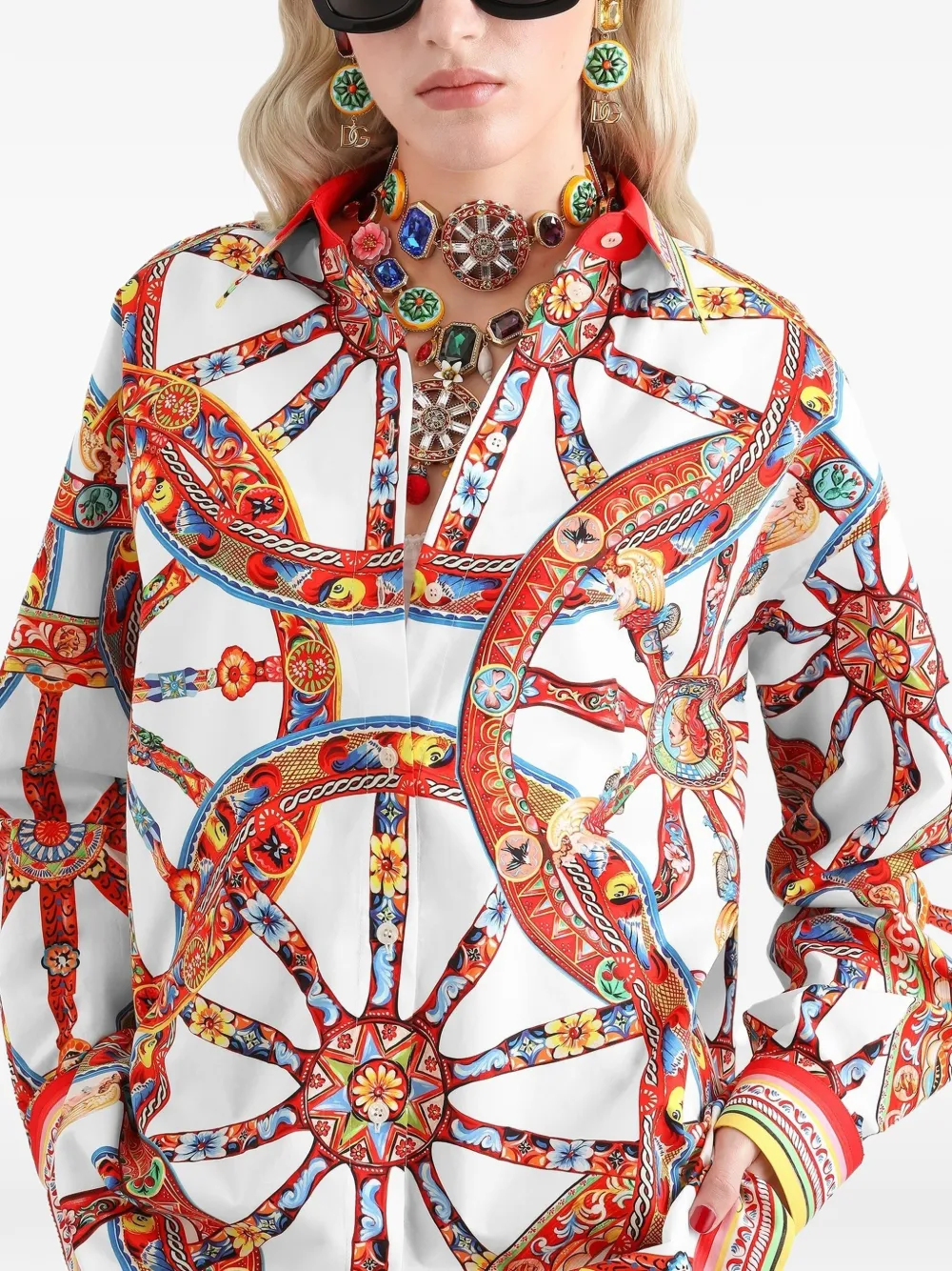 Dolce & Gabbana Popeline blouse met print Wit