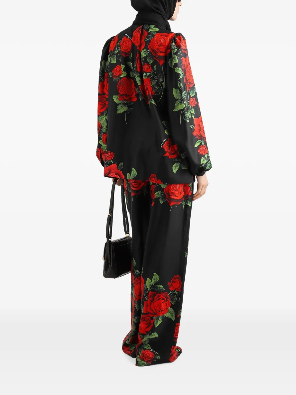 Dolce & Gabbana Blouse met rozenprint Zwart