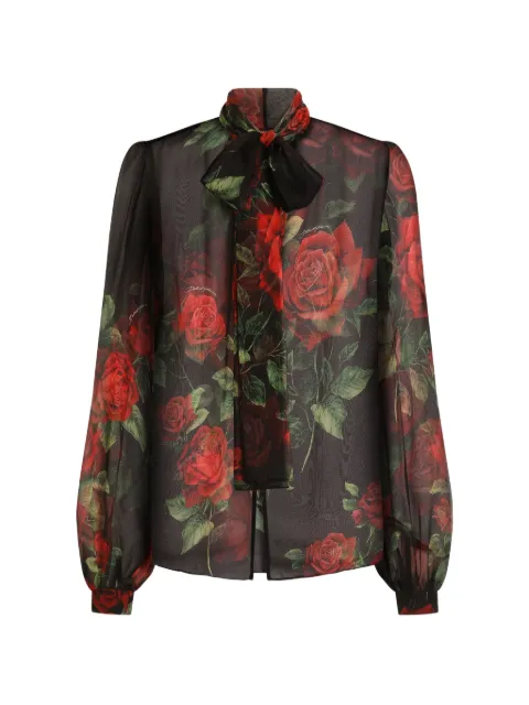Dolce & Gabbana rose-print chiffon blouse