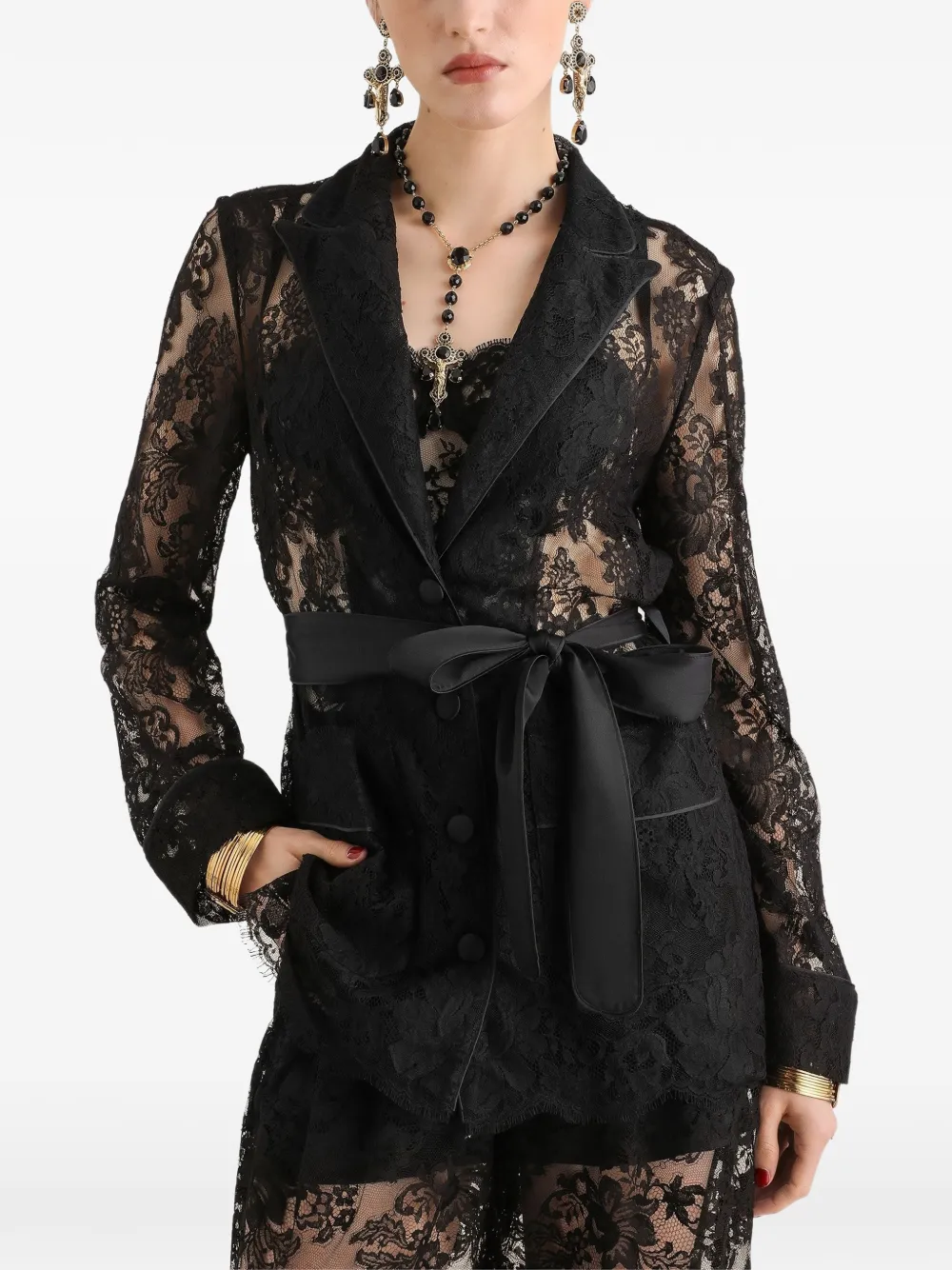 Dolce & Gabbana Vanity blouse met kant Zwart