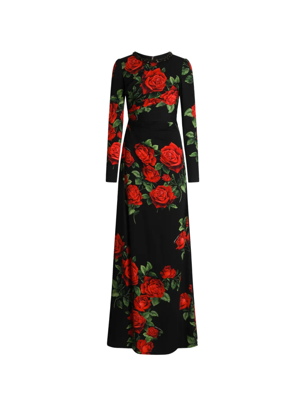 Dolce & Gabbana Maxikleid mit Rosen-Print - Schwarz