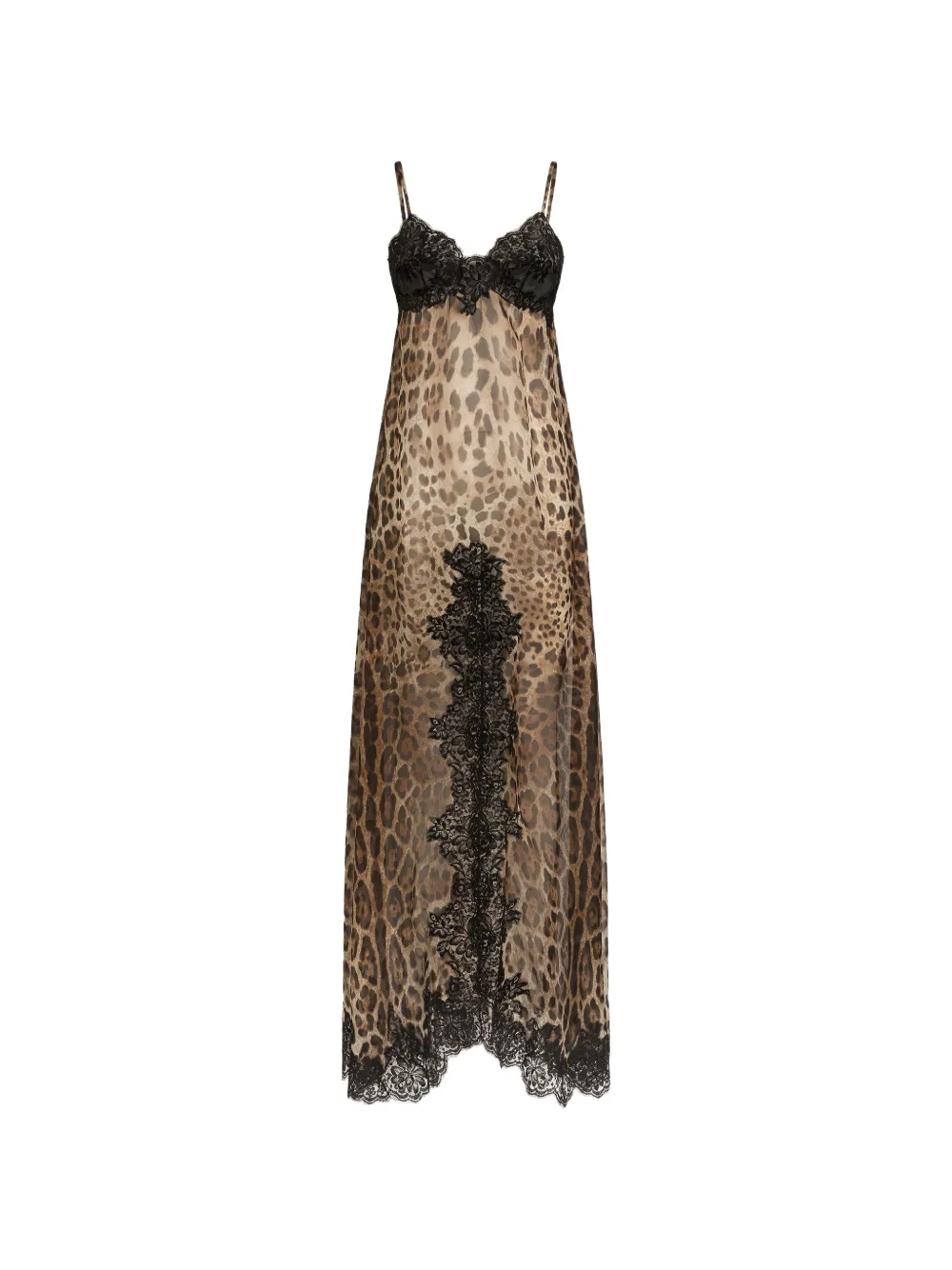 Dolce & Gabbana leo-print chiffon slip dress - Neutrals