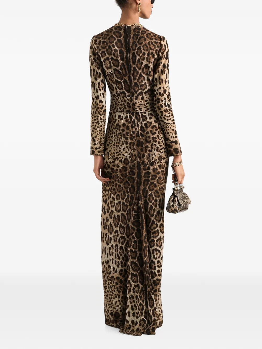 Dolce & Gabbana Charmeuse jurk met luipaard-print Beige