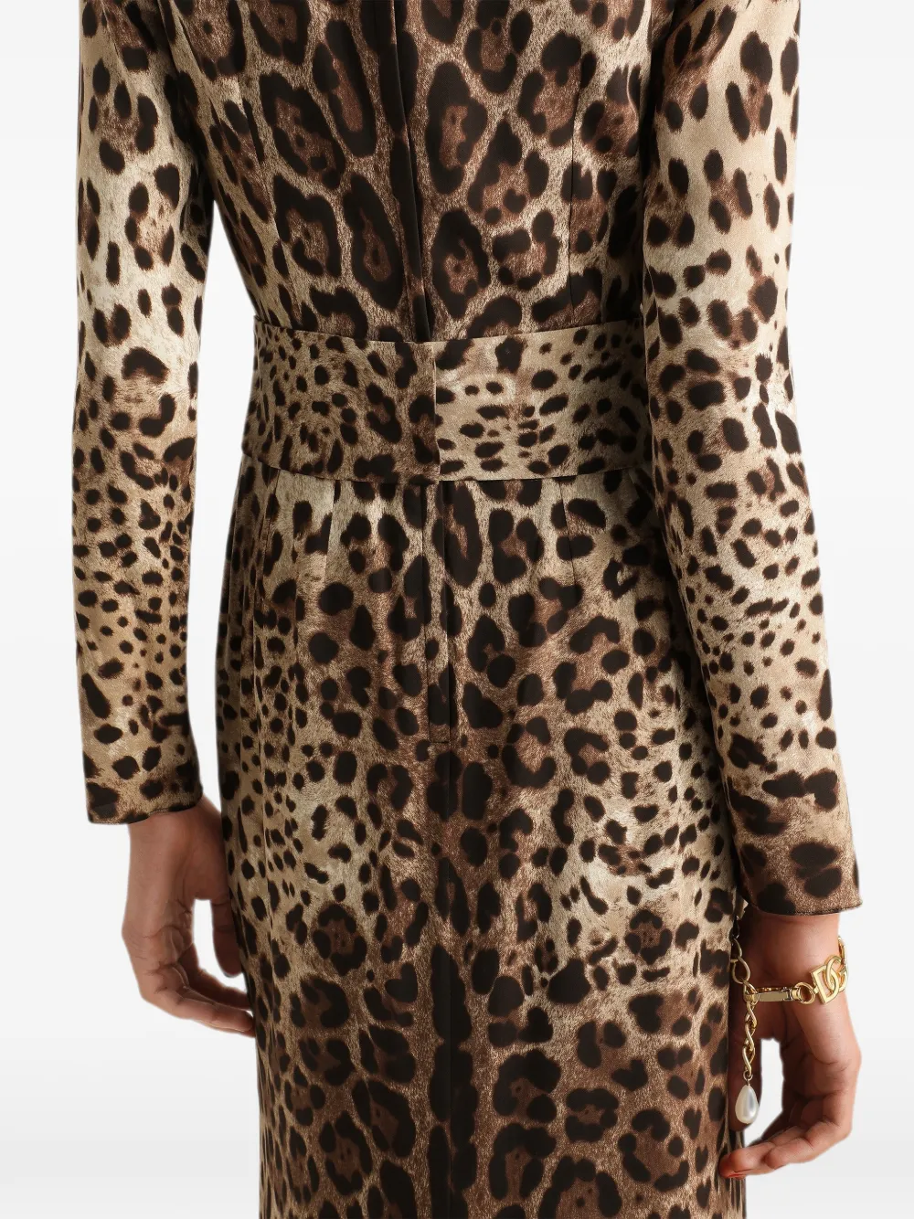 Dolce & Gabbana Charmeuse jurk met luipaard-print Beige