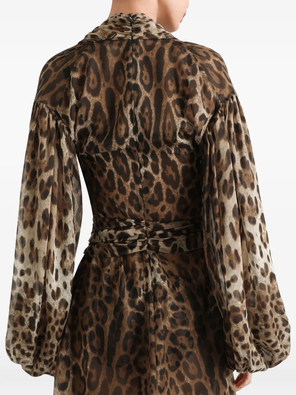 Dolce & Gabbana Chiffon jurk met luipaard-print Beige