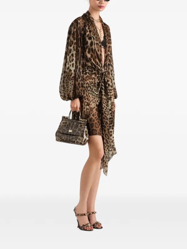 Dolce & Gabbana leo-print Chiffon Dress | Neutrals | FARFETCH