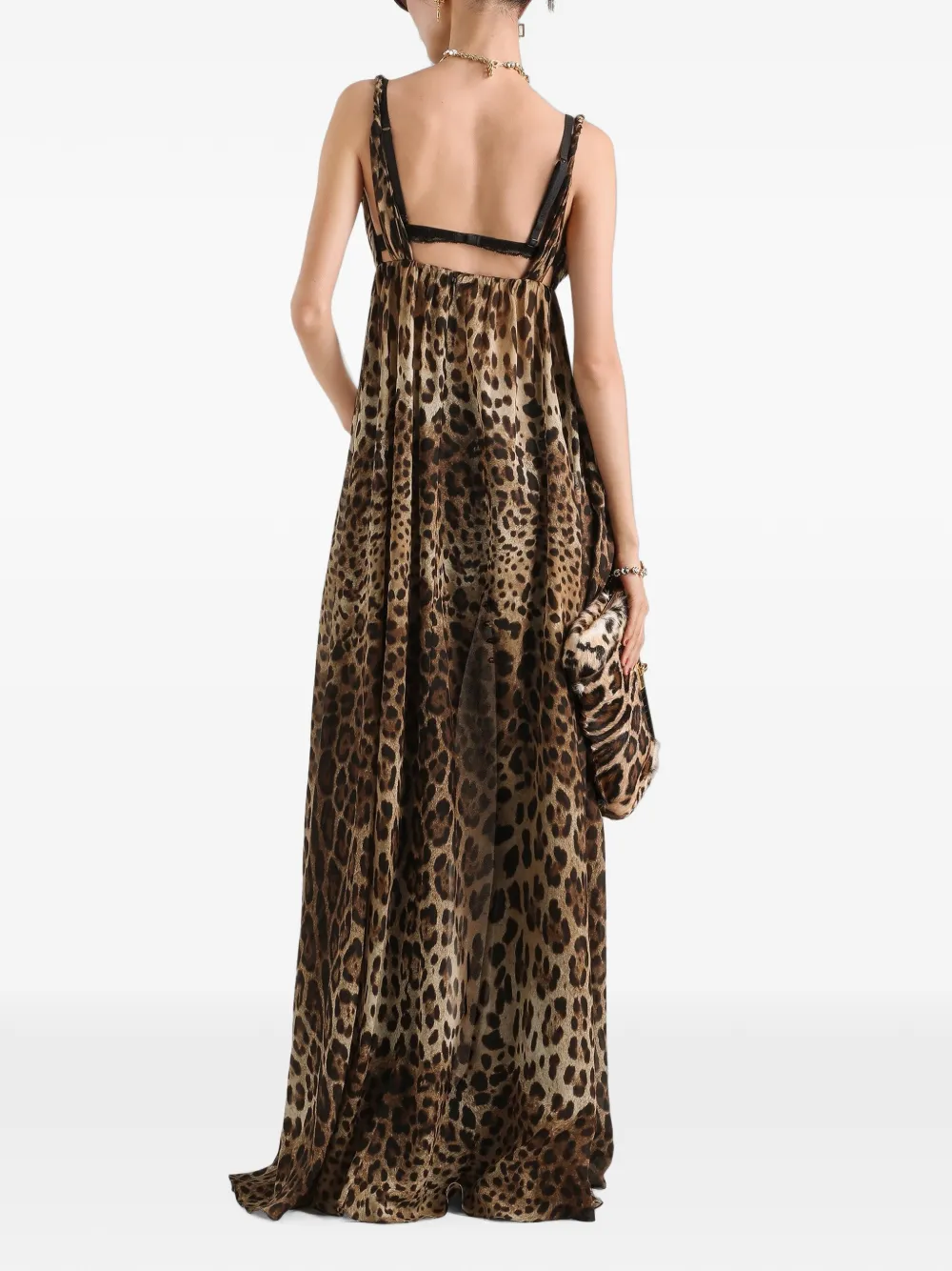 Dolce & Gabbana EXCLUSIVE doorzichtige jurk met luipaard-print Beige