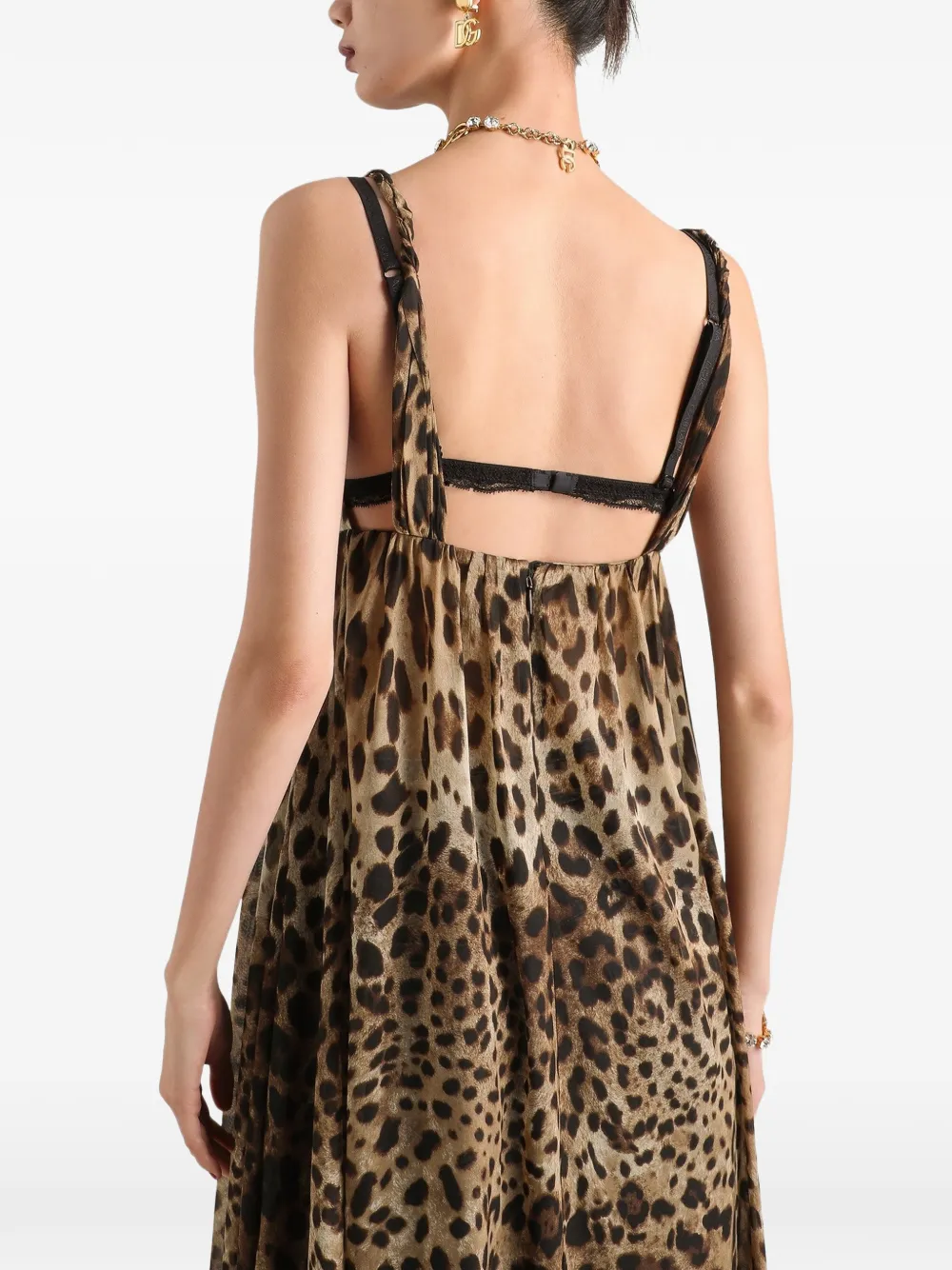 Dolce & Gabbana EXCLUSIVE doorzichtige jurk met luipaard-print Beige