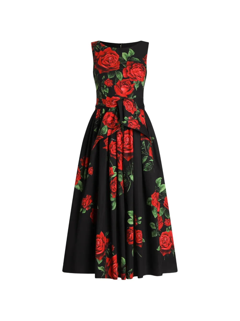 Dolce & Gabbana Midikleid mit Rosen-Print - Schwarz