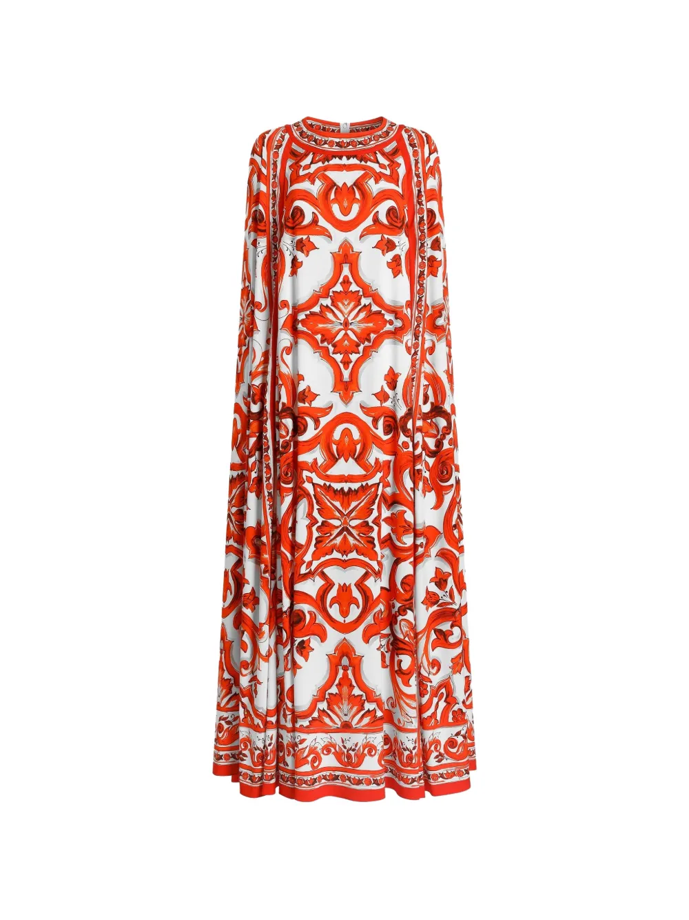 Dolce & Gabbana Abito in charmeuse con stampa maiolica - Rosso