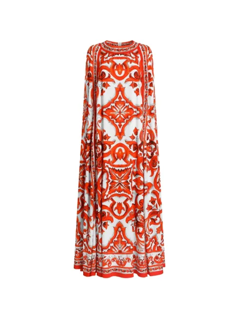 Dolce & Gabbana Charmeuse jurk met Majolica-print