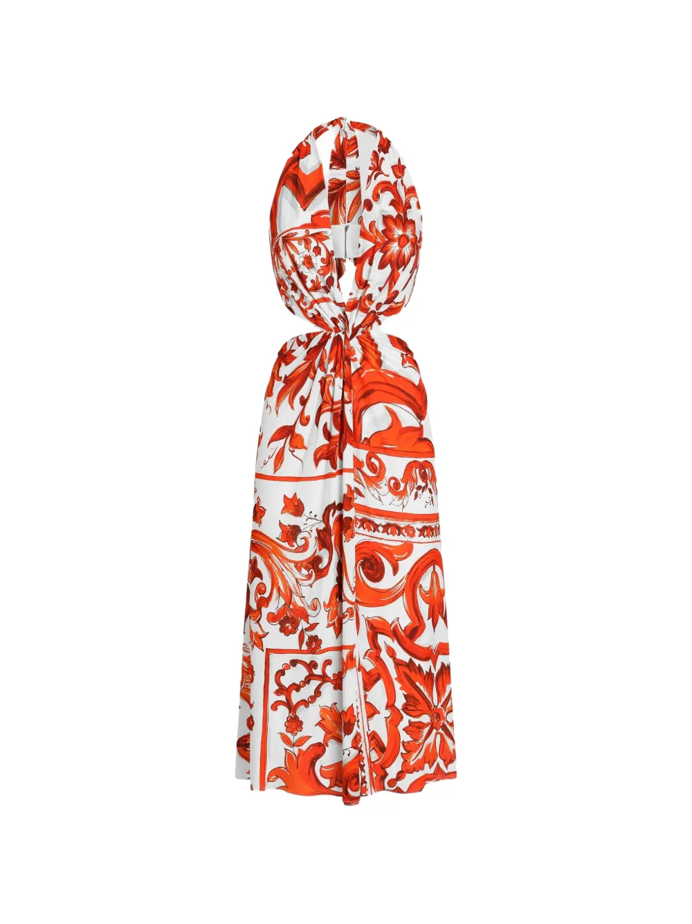Dolce & Gabbana majolica-print viscose organzine long dress - White