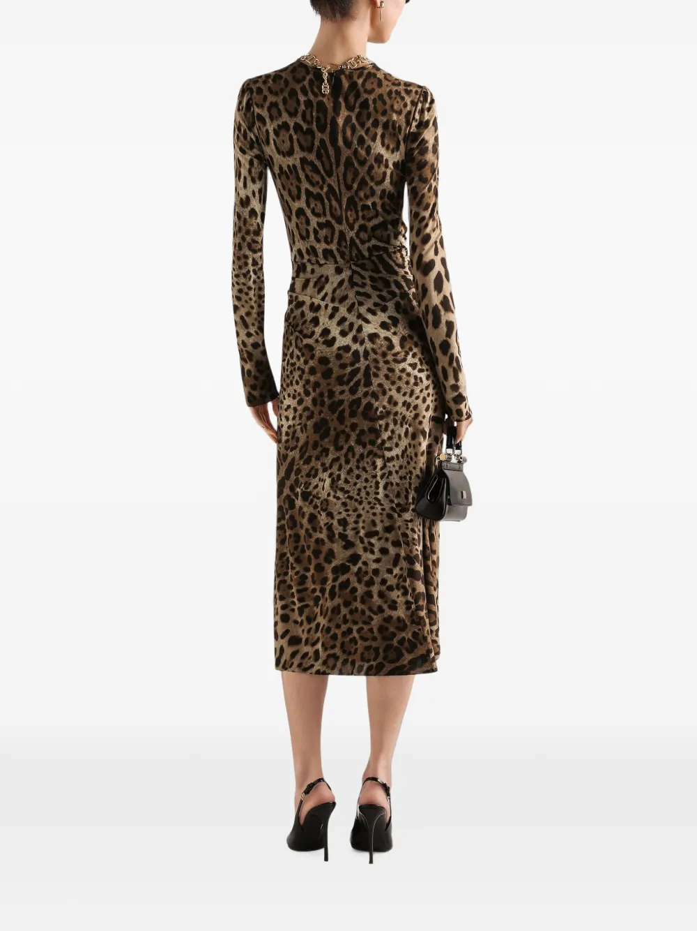 Dolce & Gabbana Leo-print viscose jersey jurk Beige