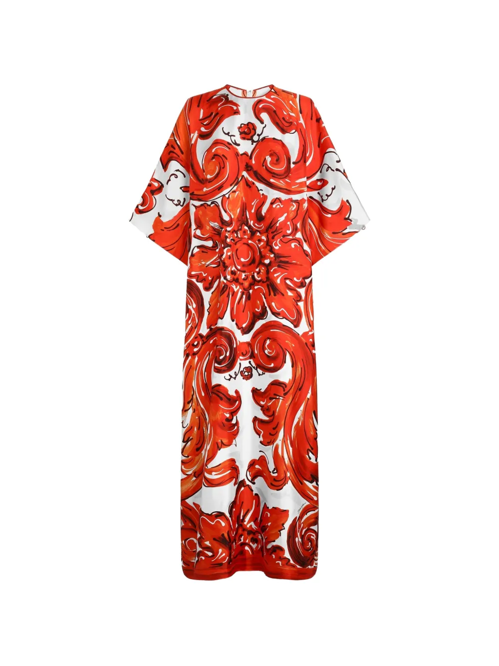 Dolce & Gabbana Lange twill tuniekjurk met Majolica-print Oranje