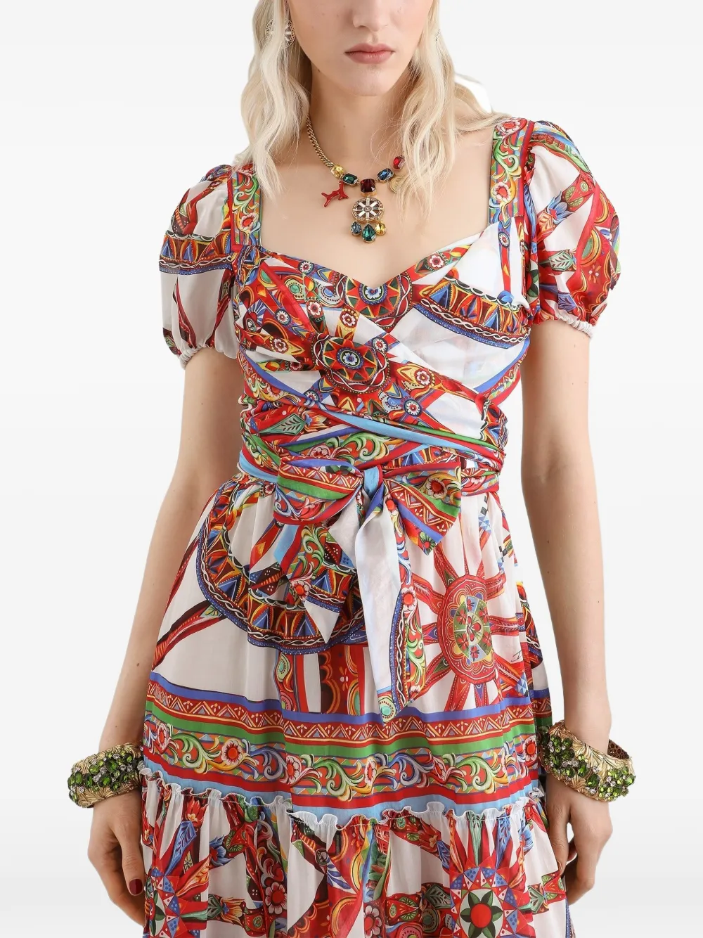 Dolce & Gabbana Maxi-jurk met Carretto-print Zwart