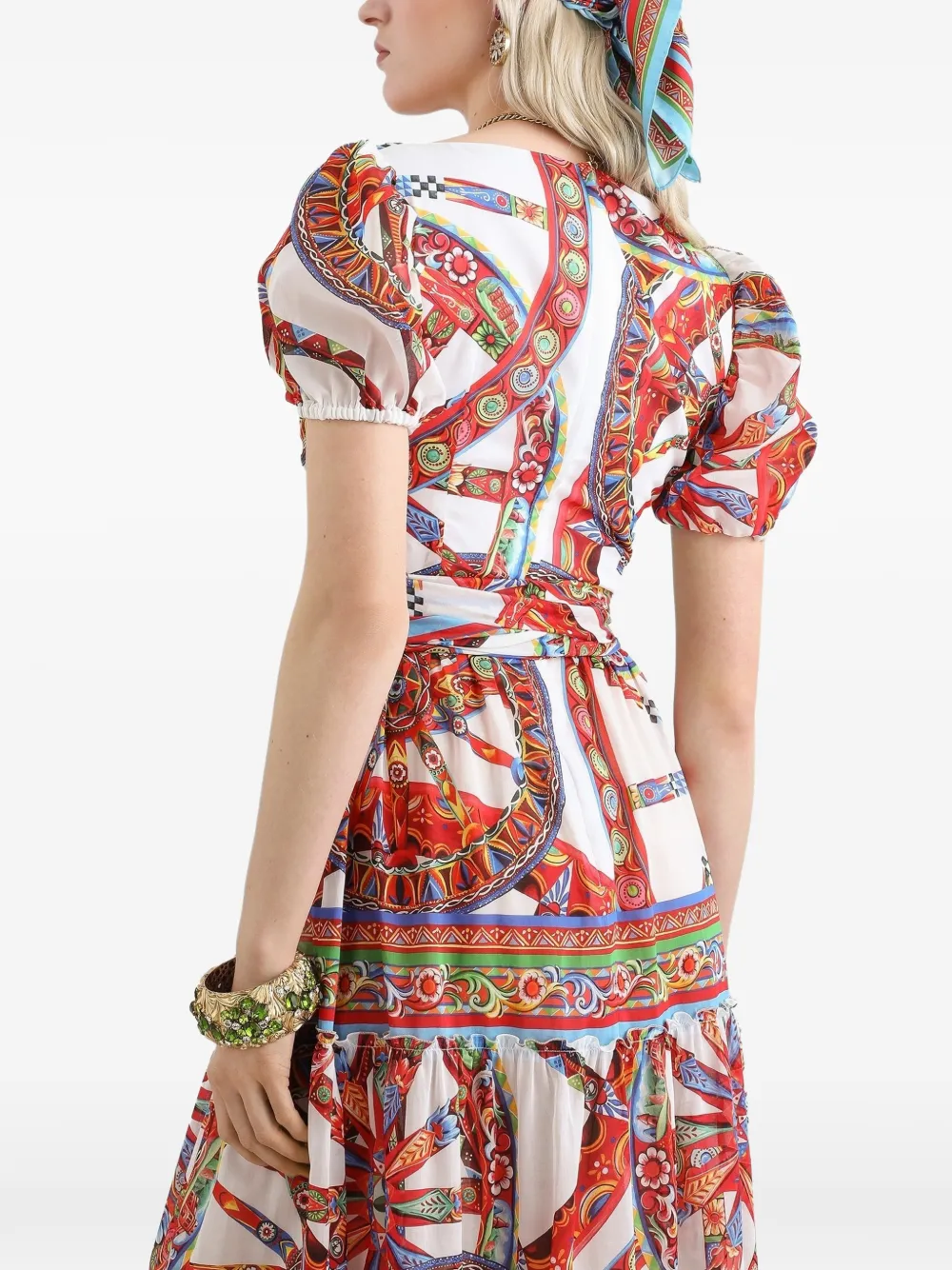 Dolce & Gabbana Maxi-jurk met Carretto-print Zwart